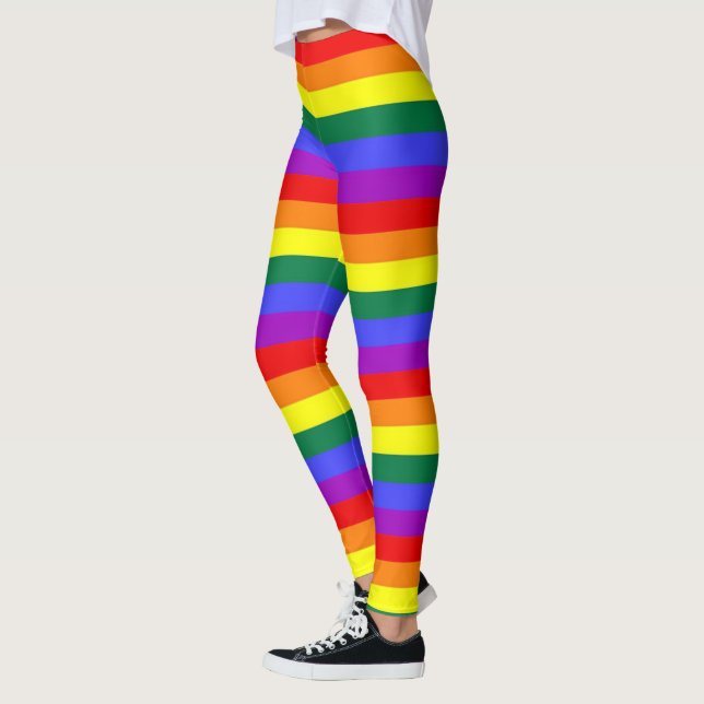 Gay Pride LGBT Farbiges Regenbogenmuster Leggings (Links)