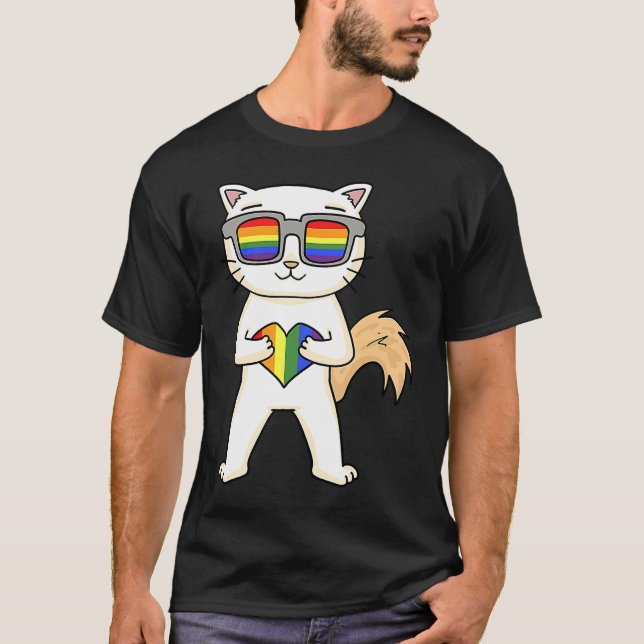 Gay Pride LGBT Heart Turkish Van Cat Eigentümer T-Shirt (Vorderseite)