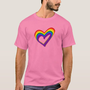 Gay Pride LGBT Rainbow Flag Herzlogos LGBTQ T-Shirt