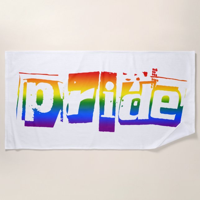 Gay Pride LGBT Rainbow Flag Typografie LGBTQ Strandtuch (Vorderseite)