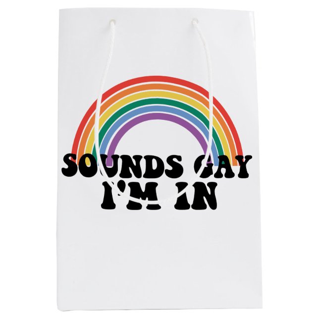 Gay Pride LGBT Rainbow Sounds Gay I'm In Mittlere Geschenktüte (Vorderseite)