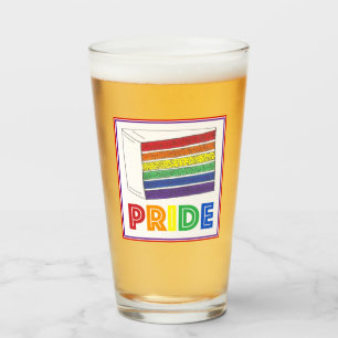 Gay Pride LGBT Rainbow Wedding Layer Cake Slice Glas