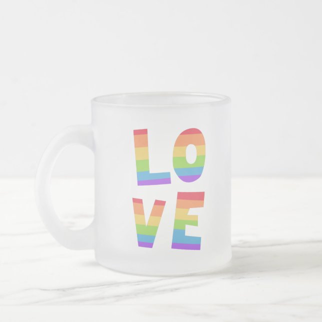 Gay Pride LGBT Regenbogenflagge Liebe Liebe LGBTQ Mattglastasse (Links)