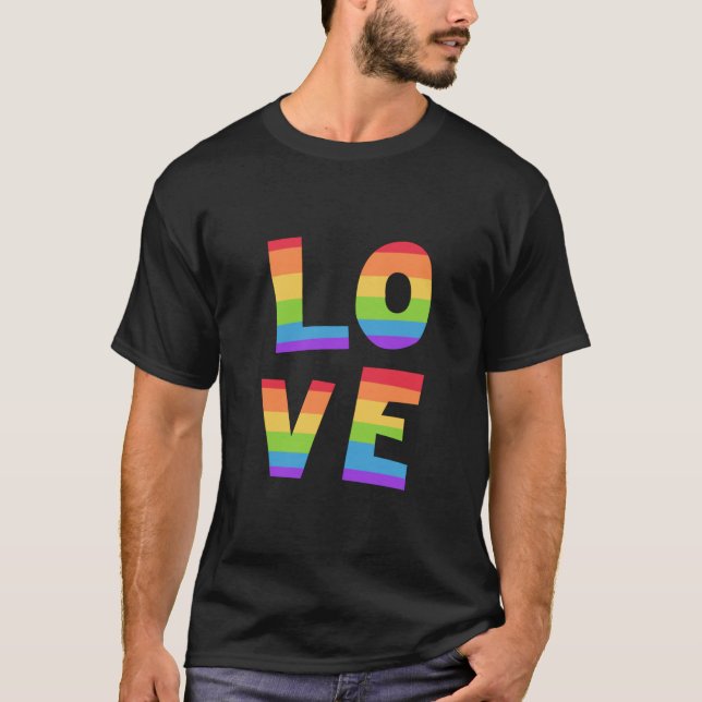 Gay Pride LGBT Regenbogenflagge Liebe Liebe LGBTQ T-Shirt (Vorderseite)