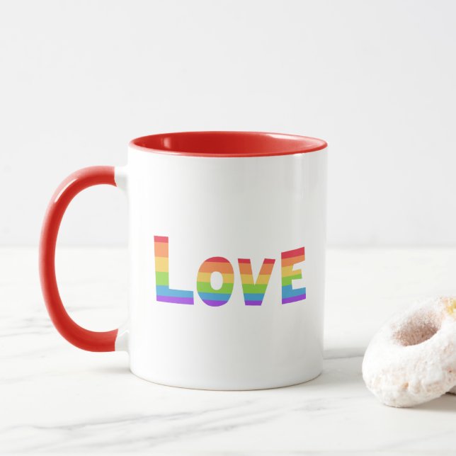 Gay Pride LGBT Regenbogenflagge Liebe Liebe LGBTQ Tasse (Mit Donut)