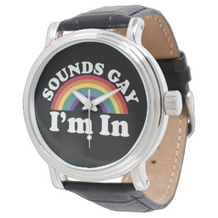 Gay Pride LGBT Regenbogenklänge Gay Ich bin dabei Armbanduhr