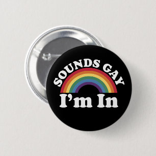 Gay Pride LGBT Regenbogenklänge Gay Ich bin dabei Button