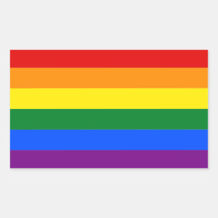 Gay Pride LGBT Regenbogenstreifen farbige Flagge Rechteckiger Aufkleber