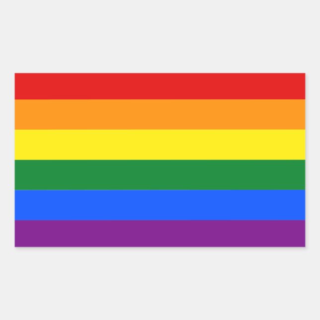 Gay Pride LGBT Regenbogenstreifen farbige Flagge Rechteckiger Aufkleber (Vorderseite)