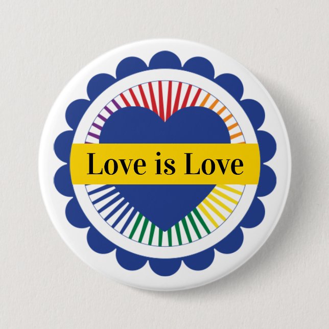 Gay Pride LGBTQ Rainbow Flag Liebe ist Liebe Button (Vorderseite)