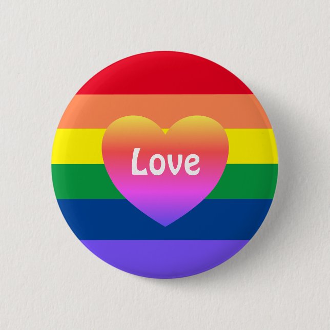 Gay Pride LGBTQ Rainbow Heart Button (Vorderseite)