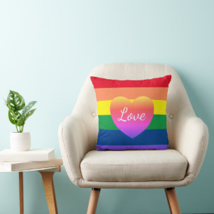 Gay Pride LGBTQ Rainbow Heart farbenfroh Kissen