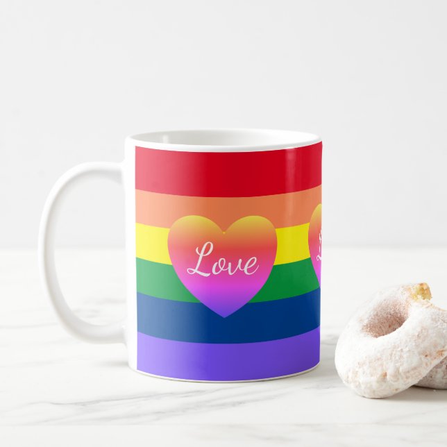 Gay Pride LGBTQ-Regenbogenfarben Kaffeetasse (Mit Donut)