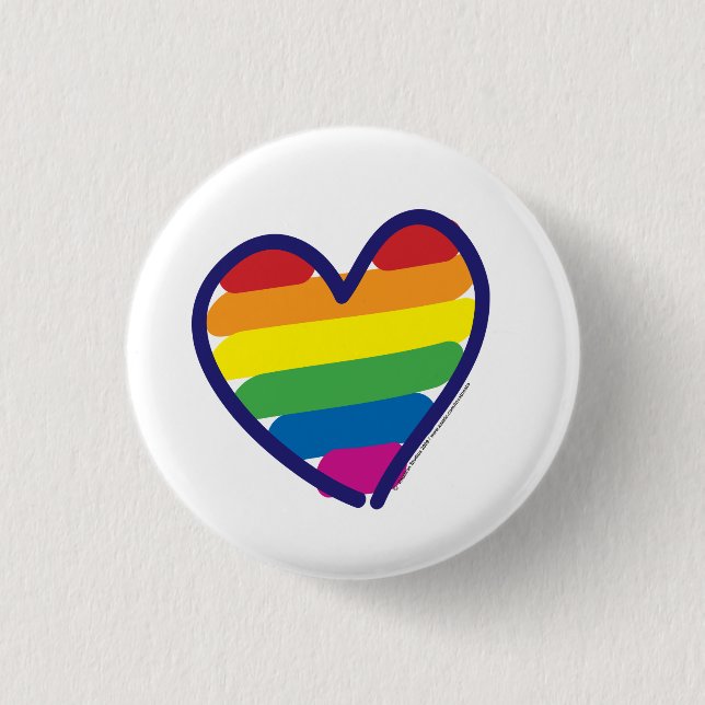 Gay Pride-Liebe-Herz Button (Vorderseite)