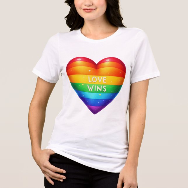GAY PRIDE LIEBE WEIN RAINBOW HERZ Tri-Blend SHIRT (Vorderseite)