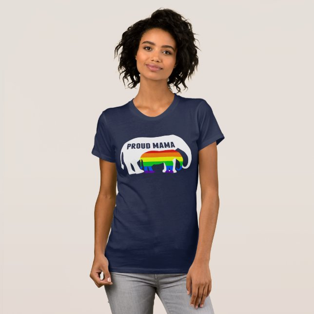 Gay Pride Mama Proud Mama Elephant Rainbow LGBTQ T-Shirt (Vorne ganz)