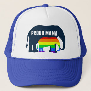 Gay Pride Mama Proud Mama Elephant Rainbow LGBTQ Truckerkappe