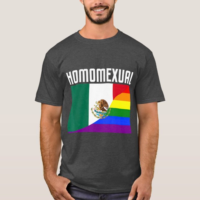 Gay Pride Mexican Rainbow Flag Proud Homosexuelle T-Shirt (Vorderseite)