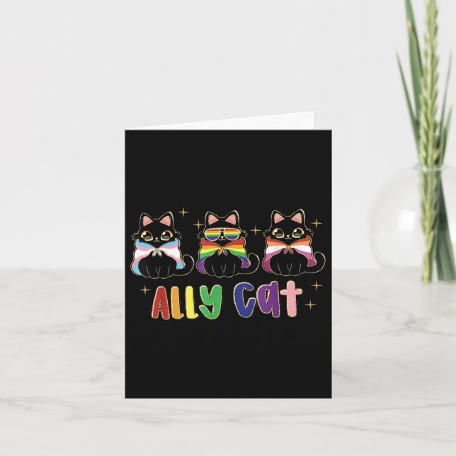 Gay Pride mit Ally Cat Rainbow Lgbt Pride Monat 2 Karte (Vorderseite)