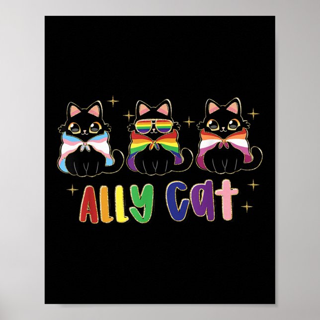 Gay Pride mit Ally Cat Rainbow Lgbt Pride Monat 2 Poster (Vorne)