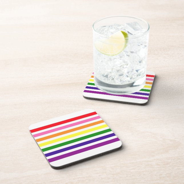 Gay Pride mit farbigen Regenbogenstreifen Getränkeuntersetzer (Rechte Seite)