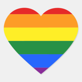 Gay Pride Monat LGBT Regenbogenstreifen farbig Herz-Aufkleber