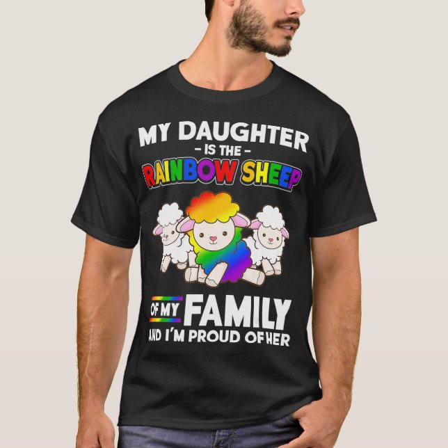 Gay Pride Monat Mama meine Tochter ist Regenbogens T-Shirt (Vorderseite)
