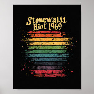 Gay Pride Monat Regenbogenflagge Steinmauer Aufruh Poster