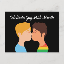 Gay Pride Monat Zwei Typ Kiss Que Zeichnend Postkarte
