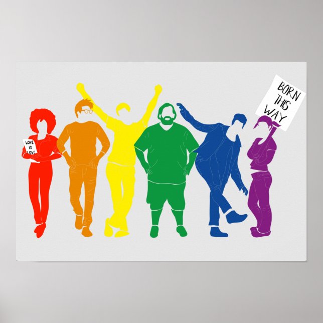 Gay Pride Parade Rainbow Cfarbene Menschen Poster (Vorne)