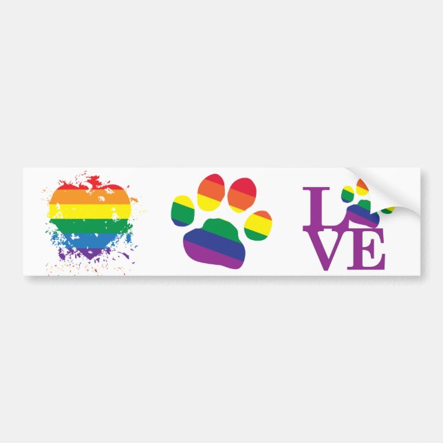 Gay-Pride-Paw-Print Autoaufkleber (Vorne)