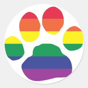 Gay Pride Paw Print Runder Aufkleber