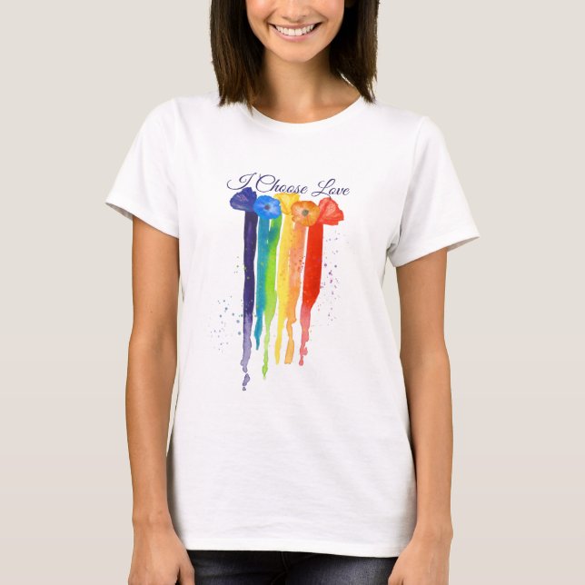 Gay Pride Poppy Blume Rainbow Wählen Sie Liebe T-Shirt (Vorderseite)