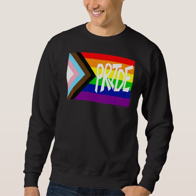 Gay Pride "Progress Flag" - Regenbogen Word 6 Sweatshirt (Vorderseite)