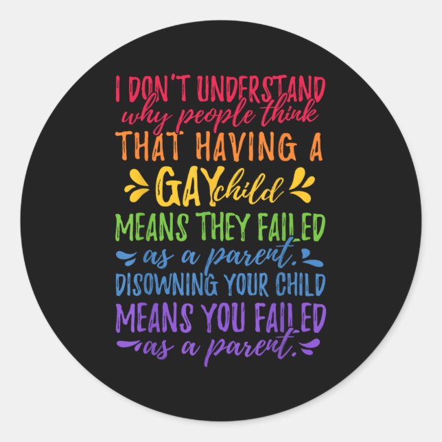 Gay Pride - Proud Parent Mom Dad Parenting Quote  Runder Aufkleber (Vorderseite)
