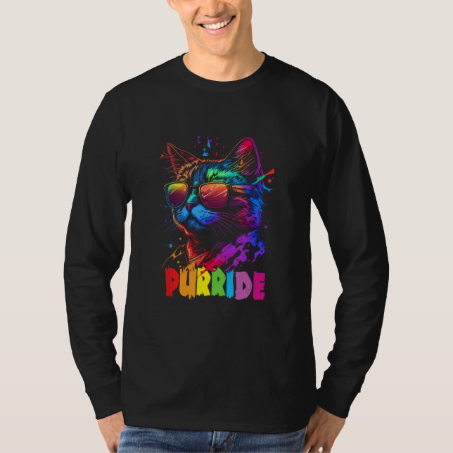 Gay Pride Purride  Cat LGBT Pride Month Equality T-Shirt (Vorderseite)