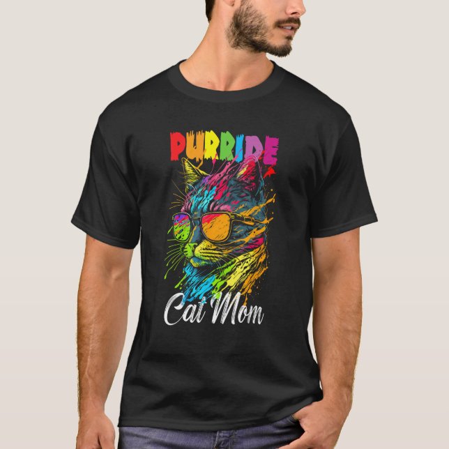 Gay Pride Purride Cat Mother LGBT Pride Month Cute T-Shirt (Vorderseite)