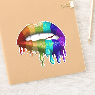 Gay Pride Rainbow Bitups Lippen Aufkleber