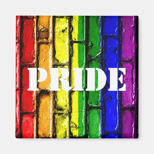 Gay Pride Rainbow Bricks Magnet (Vorne)