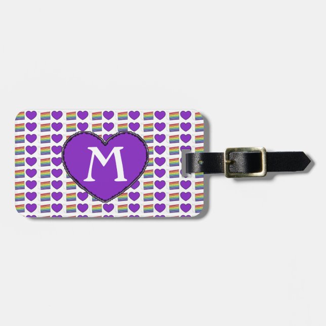 Gay Pride Rainbow Cake Lila Hefemonogramm Gepäckanhänger (Vorderseite horizontal)