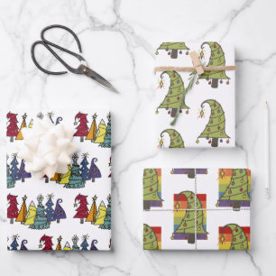 Gay Pride Rainbow Christmas Tree Muster Geschenkpapier Set