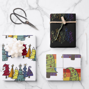 Gay Pride Rainbow Christmas Tree Muster Geschenkpapier Set