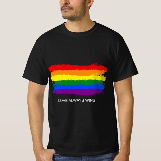 Gay Pride Rainbow Equality Liebe gewinnt Retro Str T-Shirt (Vorderseite)