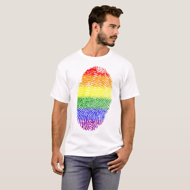 Gay Pride Rainbow Fingerprint T-Shirt (Vorne ganz)