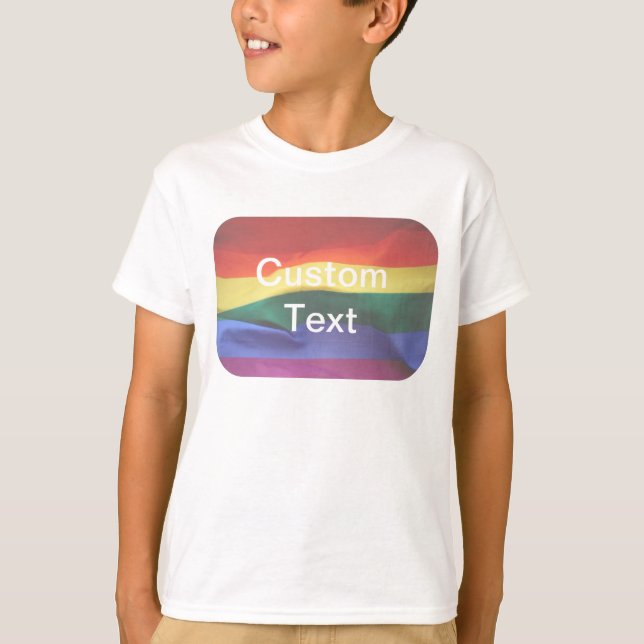 Gay Pride Rainbow Flag Benutzerdefinierter Text T-Shirt (Vorderseite)