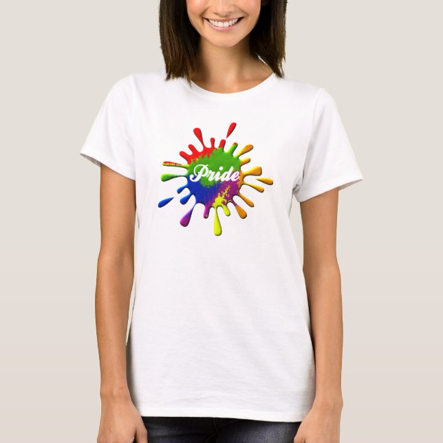 Gay Pride Rainbow Flag Colors Splash T-Shirt (Vorderseite)