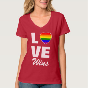 Gay Pride Rainbow Flag Herz Liebe gewinnt T - Shir T-Shirt
