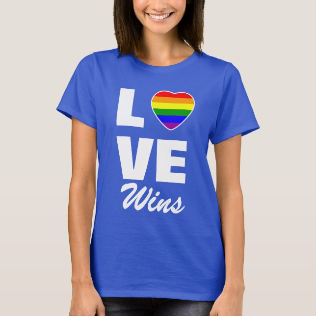Gay Pride Rainbow Flag Herz Liebe gewinnt T - Shir T-Shirt (Vorderseite)