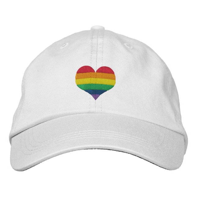 Gay Pride Rainbow Heart Bestickte Baseballkappe (Vorderseite)