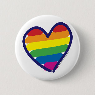 Gay Pride Rainbow Heart Button
